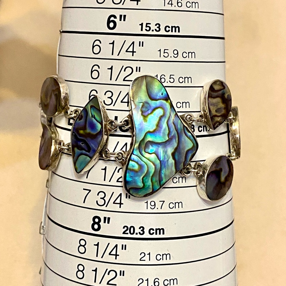 Sterling Silver Abalone Shell Statement Bracelet … - image 7
